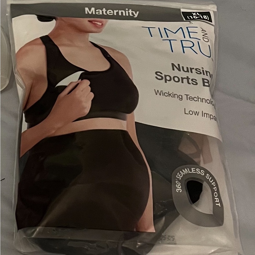 Time and Tru Black Maternity Nursing Sports Bra
